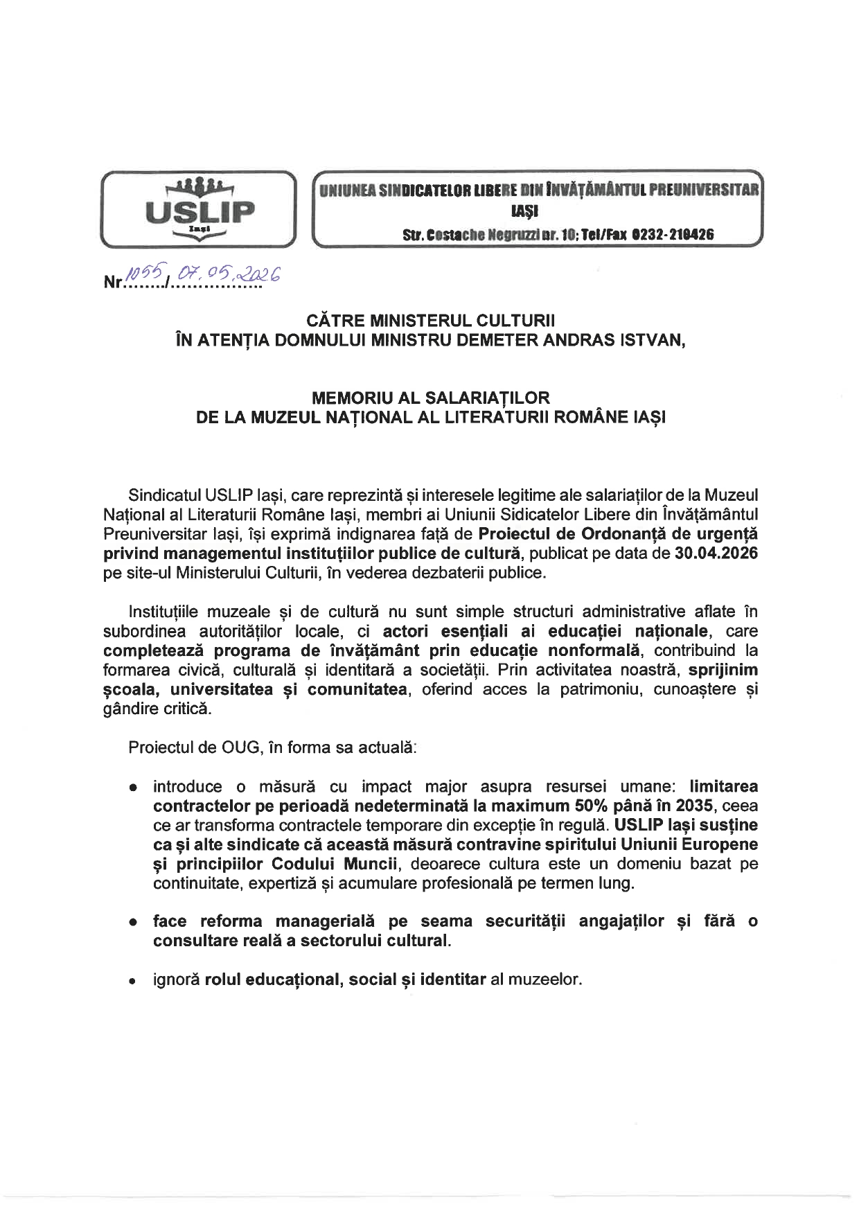 Comunicat nr. 1055 din 07.05.2026 page 0001